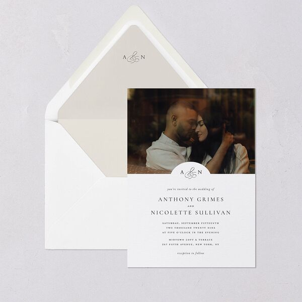 Elegant Photo Monogram Euro Envelope Liners Pure White Luxe