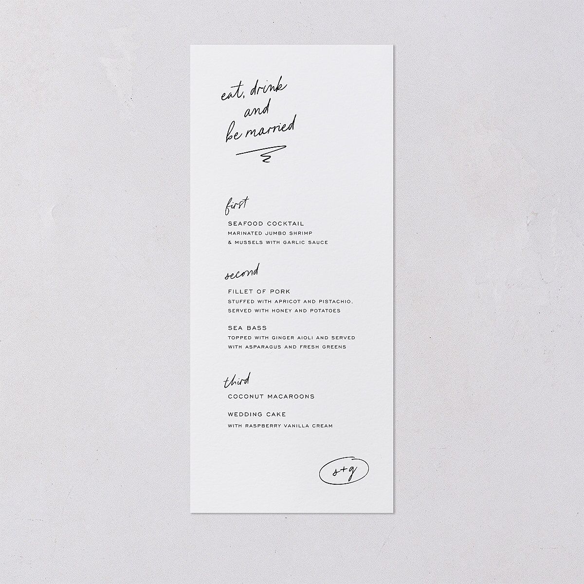 Sunny Day Modern Script Menus Pure White Signature