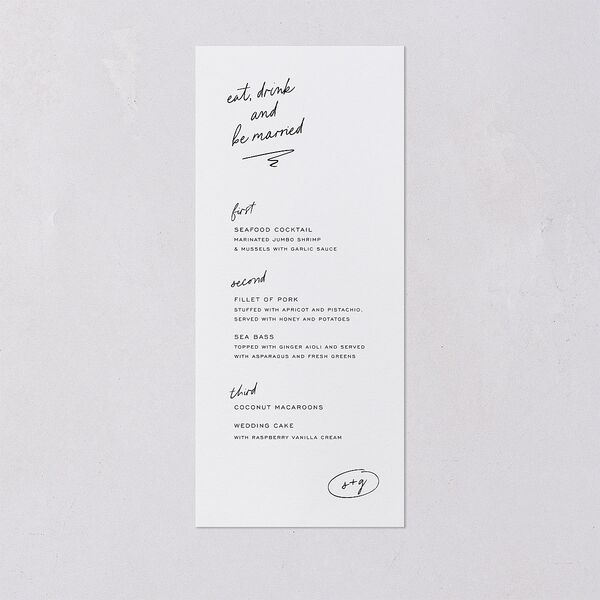 Sunny Day Modern Script Menus Pure White Signature