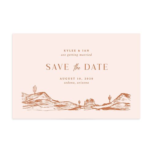Western Desert Cactus Save the Date Postcards Terracotta