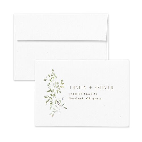 Gilded Greenery Wedding Response Card Standard Envelopes White Pure White Return Address Signature Standard