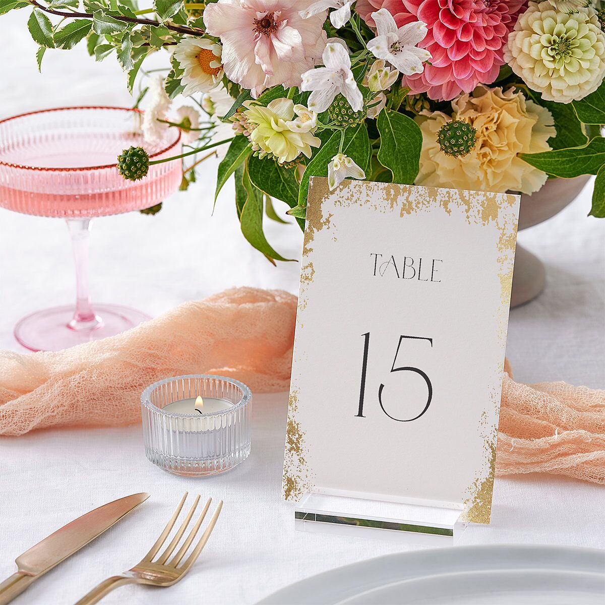 Metallic Edge Table Numbers Gold Champagne Signature