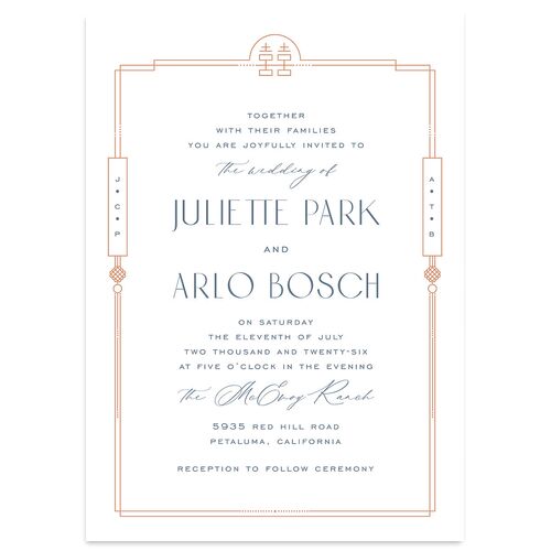 Eternal Devotion Wedding Invitations Regency Blue Signature Blank No