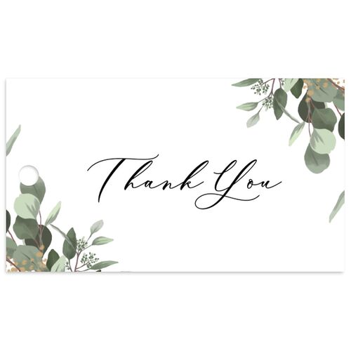 Eucalyptus Frame Favor Gift Tags No Foil Pure White Signature