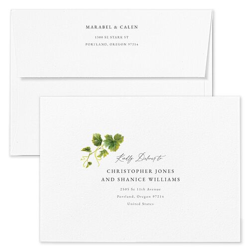 Romantic Vineyard Wedding Invitation Envelopes Kraft Midnight Navy Recipient Address Standard Signature