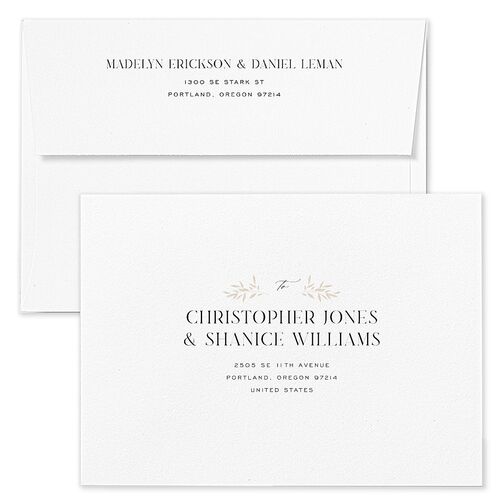 Ampersand Greenery Wedding Invitation Envelopes Rose Pure White Recipient Address Standard Signature