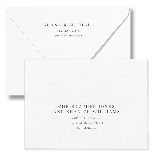 Landscape Gallery Save The Date Card Euro Envelopes White Midnight Both Recipient and Return Addresses Luxe Signature