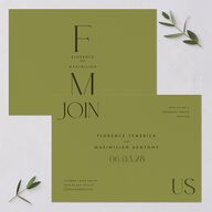 Modern Initials Rehearsal Dinner Invitations Olive Signature Blank Standard