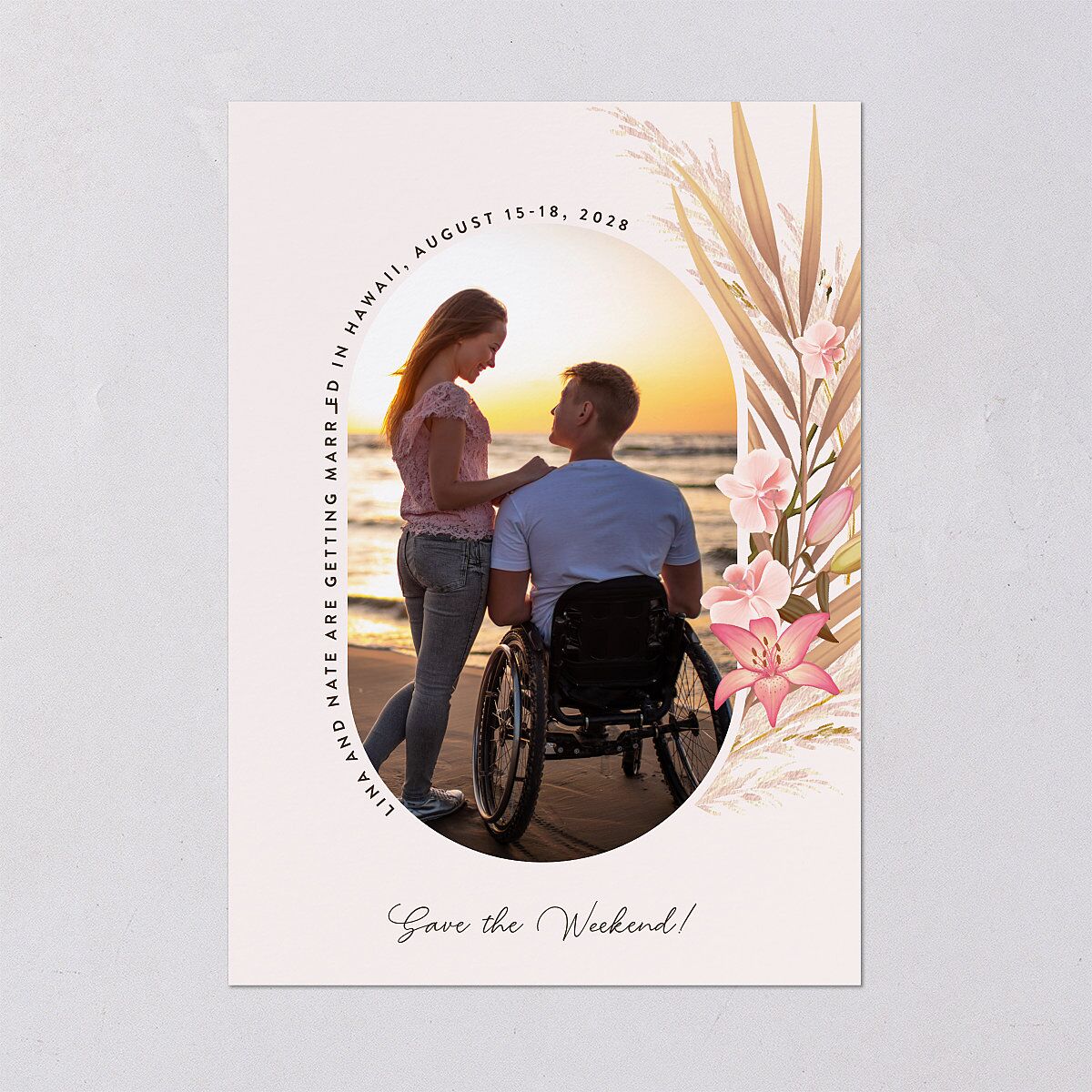 Tropical Oval Save The Date Cards — view 2