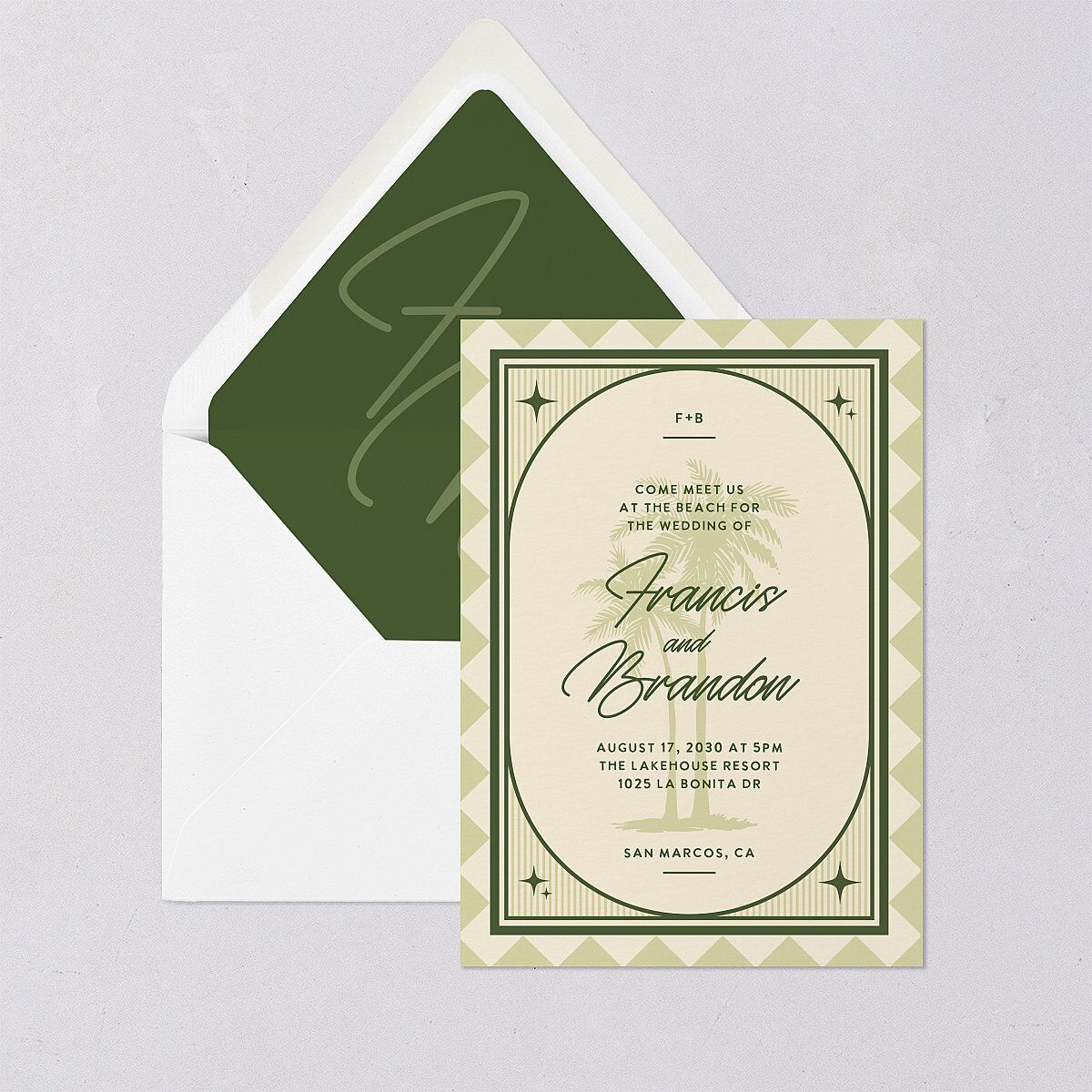 Retro Tropical Destination Euro Envelope Liners Pear Luxe