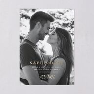 Foliage Accent Save the Date Cards Licorice Gold No Signature smooth Blank