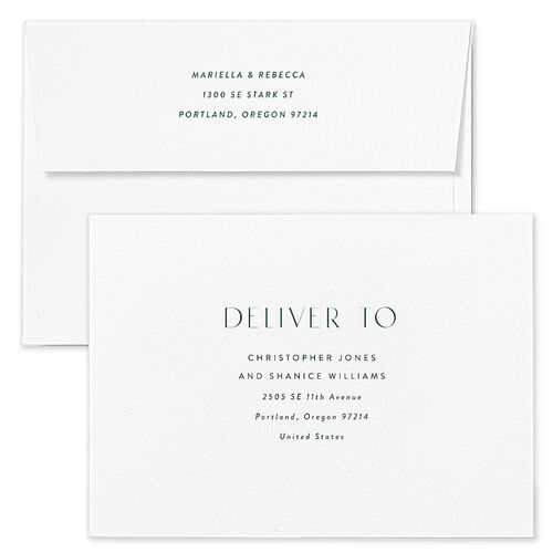 Moonlit Garden Wedding Invitation Envelopes Rose Dark Green Return Address Standard Signature