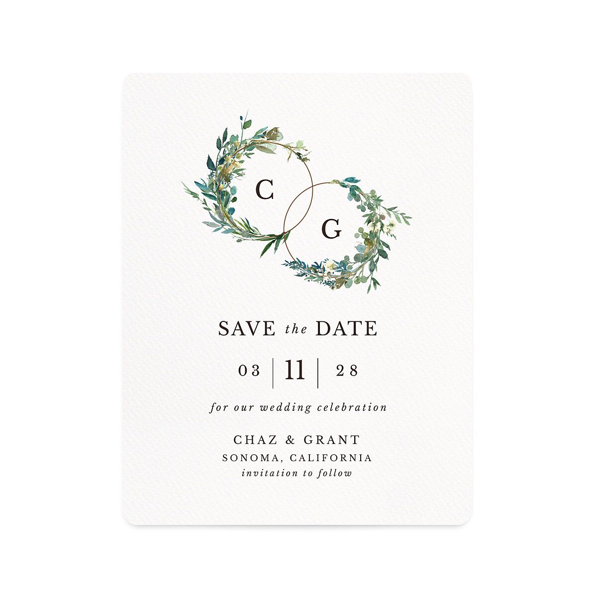 Leafy Hoops Save The Date Magnets