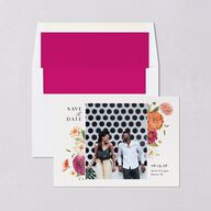 Blooming Dahlias Save The Date Cards Hot Pink Signature smooth Blank No Standard