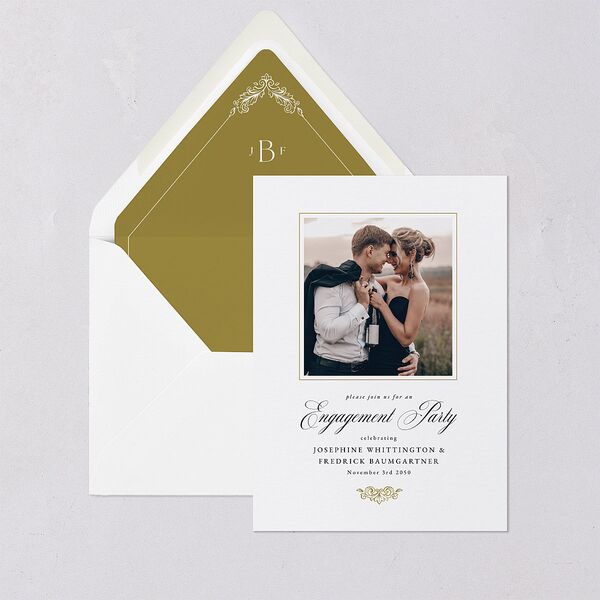 Black Tie Crest Engagement Party Euro Envelope Liners Pure White Luxe