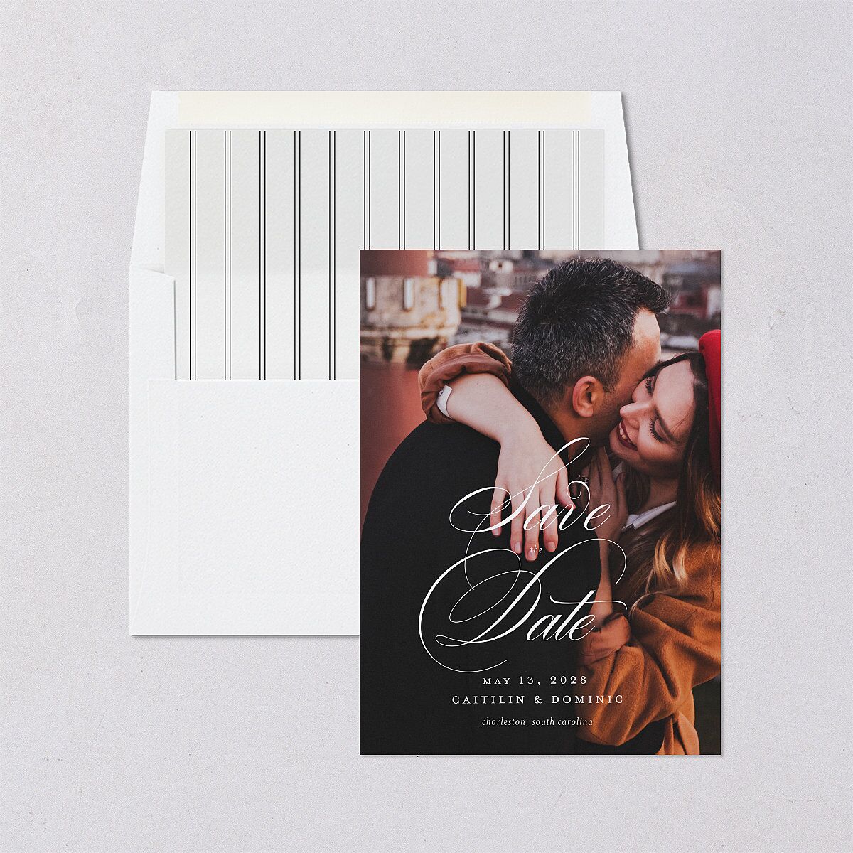 Classic Flourish Save The Date Cards Pure White Signature smooth Blank No Standard