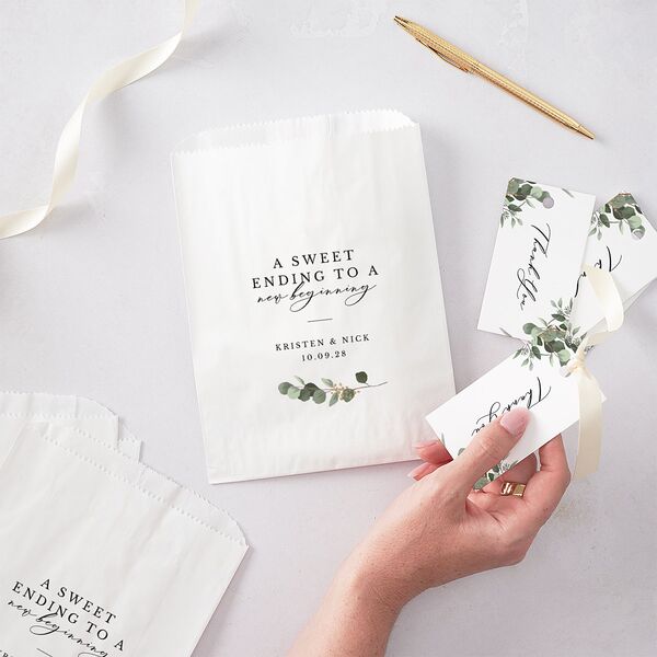 Eucalyptus Frame Favor Gift Tags No Foil Pure White Signature