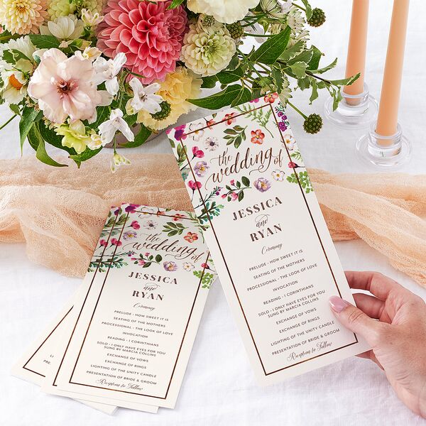 Bronze Floral Frame Wedding Programs Ivory Signature