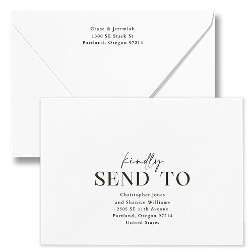 Foundation Save The Date Card Euro Envelopes White Pure White Both Recipient and Return Addresses Luxe Signature