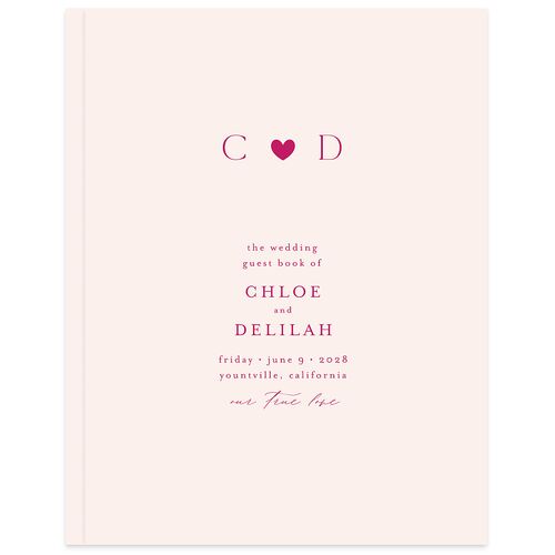 Dainty Heart Guest Books Hot Pink