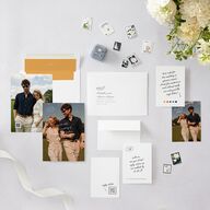 Sunny Day Modern Script Save the Date Cards Pure White Signature smooth Blank No Standard