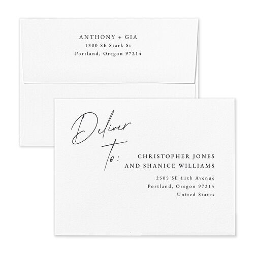 Corner Date Save the Date Petite Card Envelopes Kraft Moody Blue Recipient Address Signature Standard