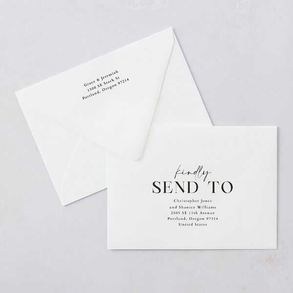 Foundation Wedding Invitation Euro Envelopes White Pure White Both Recipient and Return Addresses Luxe Signature