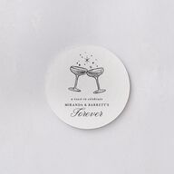 Hand Drawn Champagne Engagement Party Coasters Pure White Cardboard Circle