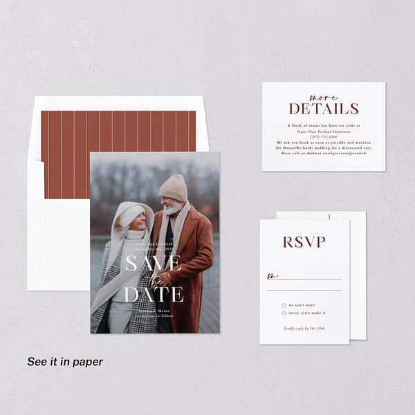 Foundation Digital Save the Date Cards Chestnut Dusty Blue Lets Celebrate