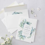In Bloom Wedding Invitations Moody Blue Signature Blank No Standard