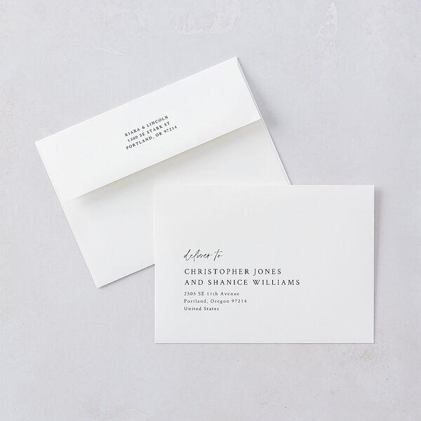 Captured Love Engagement Party Wedding Invitation Envelopes White Pure White Both Recipient and Return Addresses Standard Signature