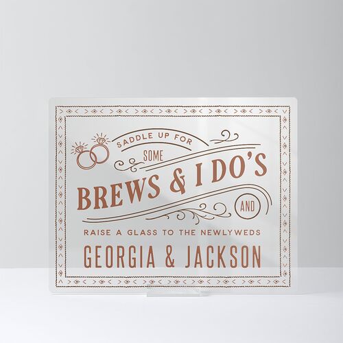 Western I Do BBQ Acrylic Menu Tabletop Sign Small Saddle Standard Acrylic S Tabletop Menu