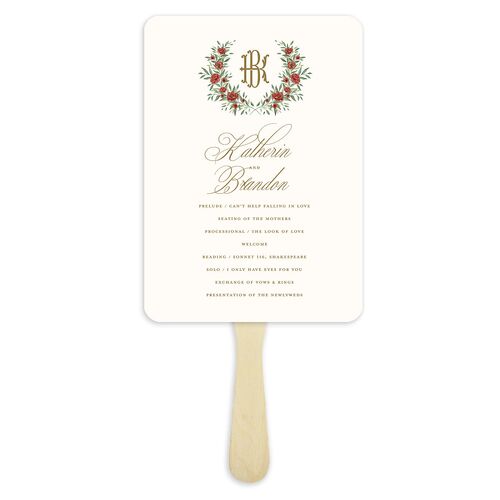 Luxury Floral Monogram Fan Programs Maroon Signature Rounded