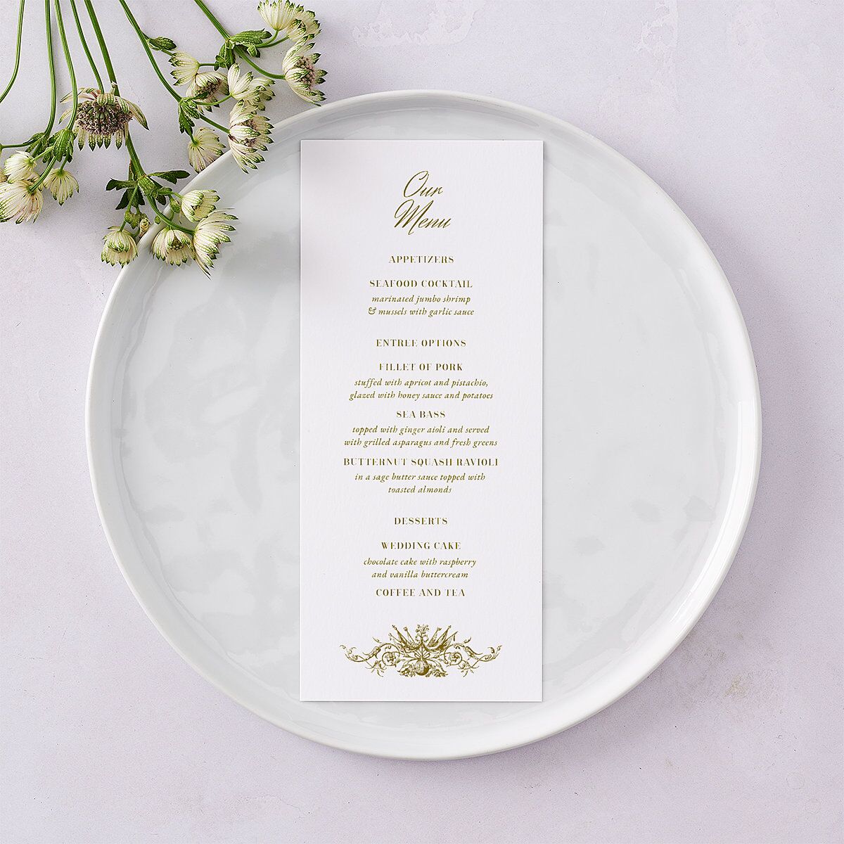 Ornate Vintage Crest Menus Umber Signature
