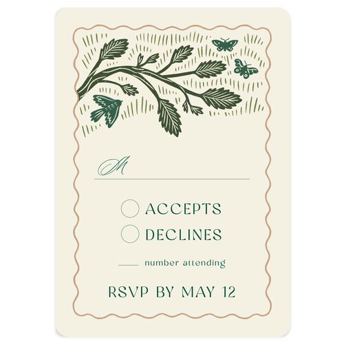 Woodland Whimsy Wedding Response Cards Hunter Green Signature Rounded