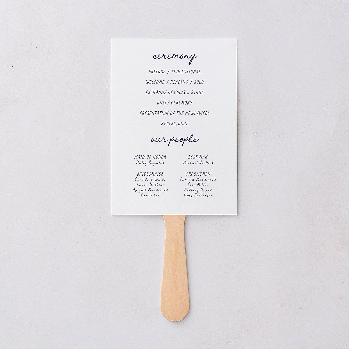 Dainty Bow Fan Programs Navy Signature Standard