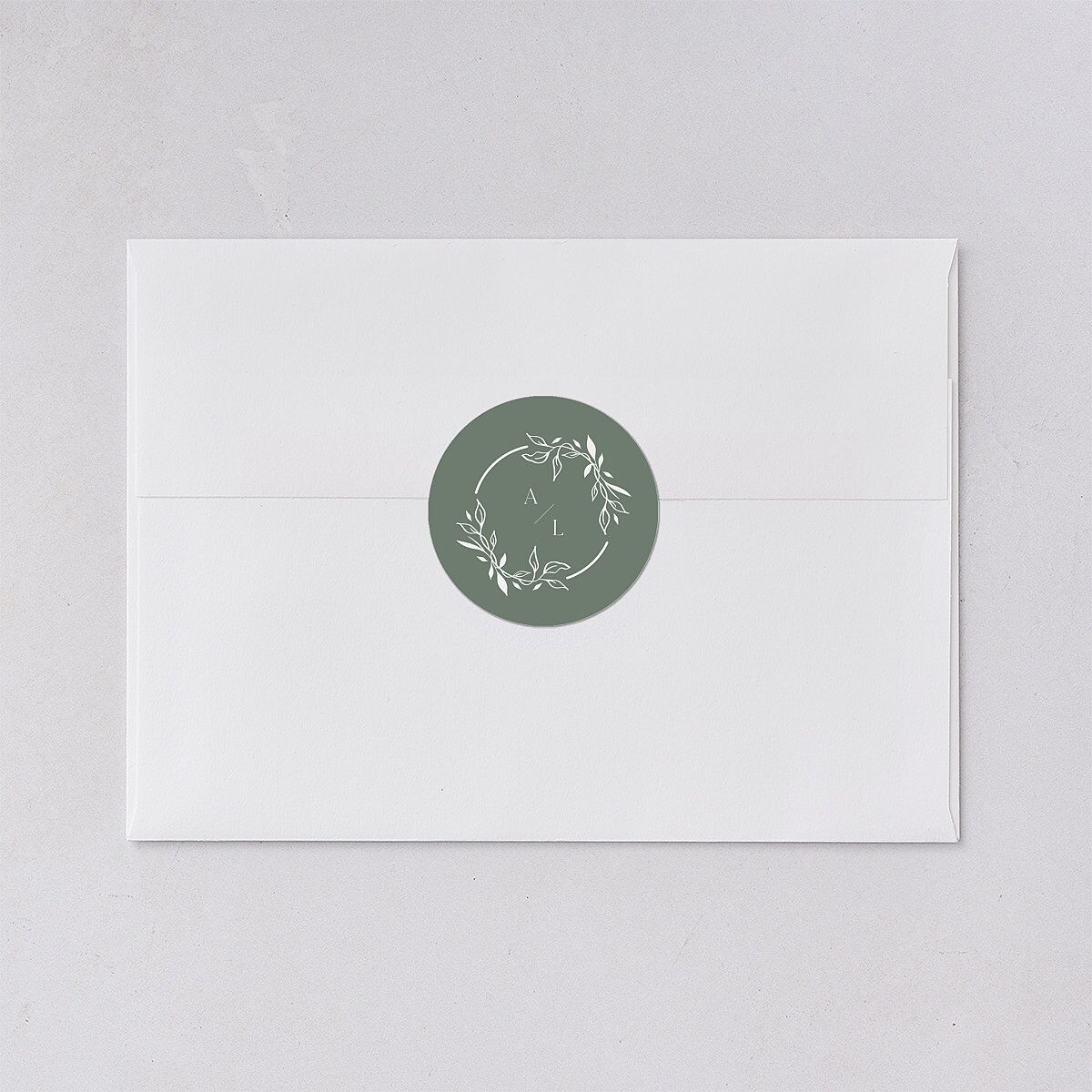 Monogram Leaves Wedding Stickers Eucalyptus Circle