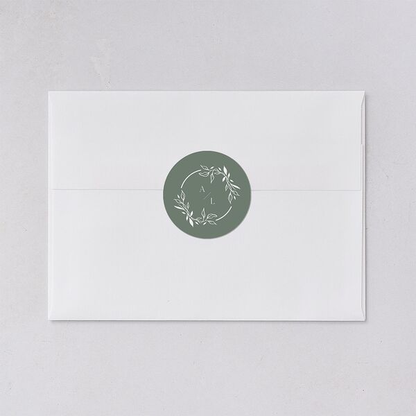Monogram Leaves Wedding Stickers Eucalyptus Circle