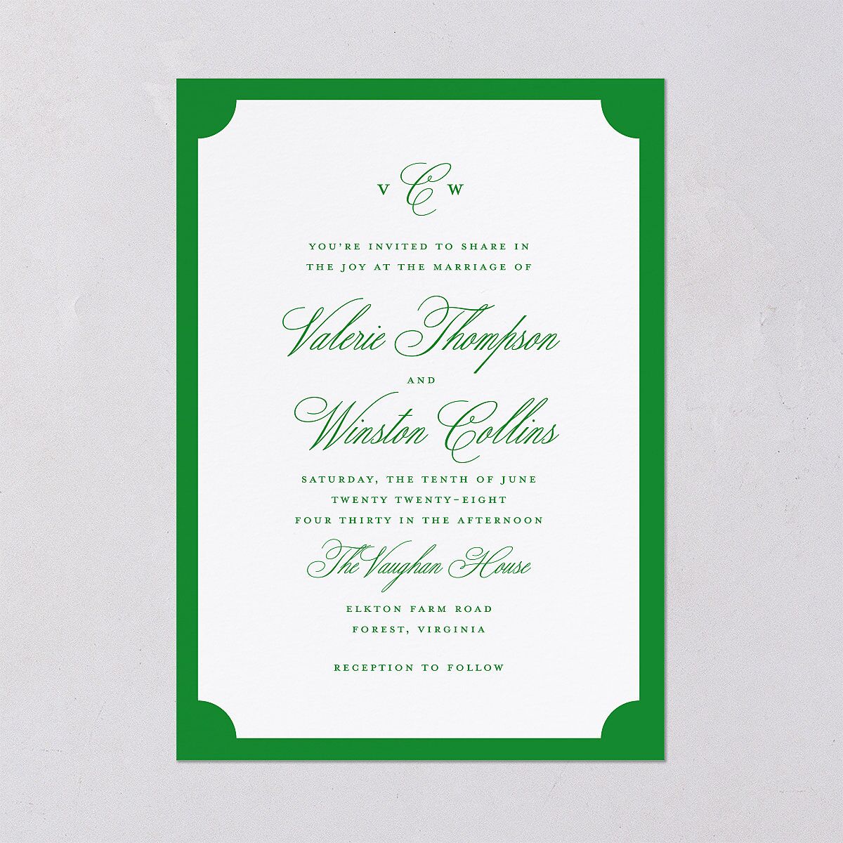 Elegant Eclectic Wedding Invitations Jewel Green Signature Blank No Standard