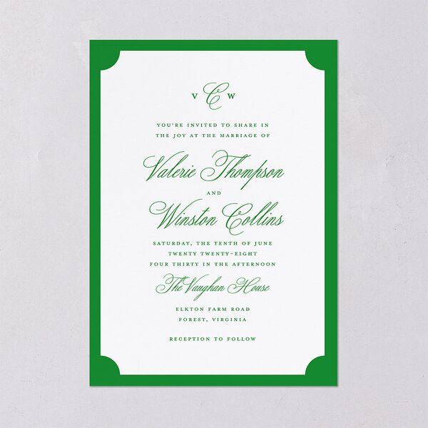 Elegant Eclectic Wedding Invitations Jewel Green Signature Blank No Standard