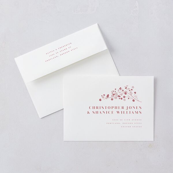 Cherry Blossoms Wedding Invitations Gold Soft Pink Signature Blank No Standard