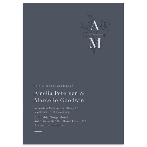 Rustic Monogram Wedding Invitations Midnight Navy Signature Blank No Standard