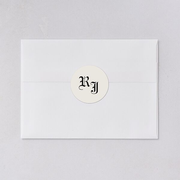 Minimalist Gothic Photo Wedding Stickers Ivory Circle