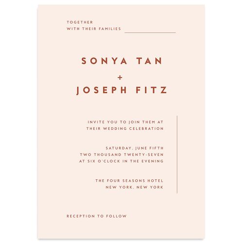 Simply Modern Wedding Invitations Copper Signature Blank No Standard