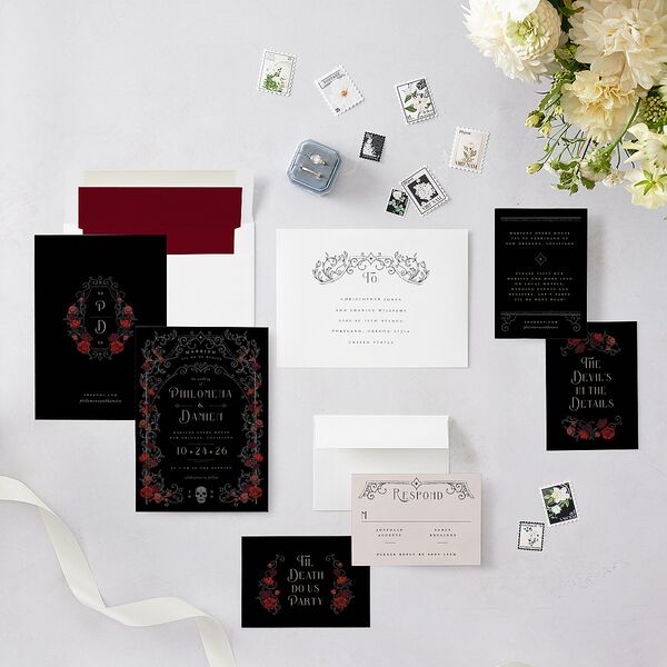 Gothic Gate Wedding Invitations Licorice Signature Blank No Standard