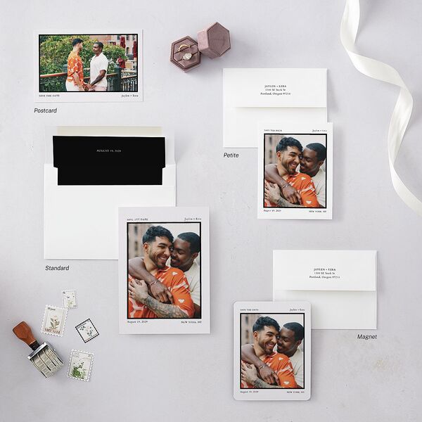 Black Border Save The Date Magnets Pure White Magnet Paper