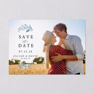 Classic Greenery Save The Date Cards Ocean Signature smooth Blank No Standard