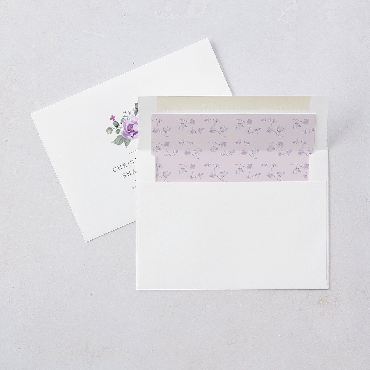 Elegant Floral Wedding Invitations Lilac Signature Blank Standard No