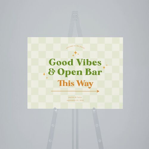 Colorful Retro Stripes Standard Direction Sign Medium Sea Foam Standard Outdoor Corrugated M Direction