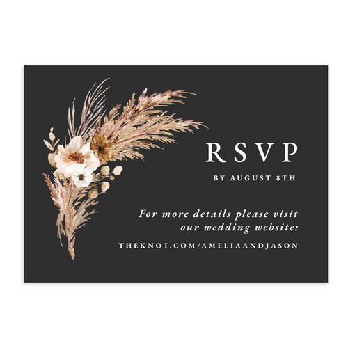 Bohemian Floral Hoop URL RSVP Cards Charcoal Signature Standard